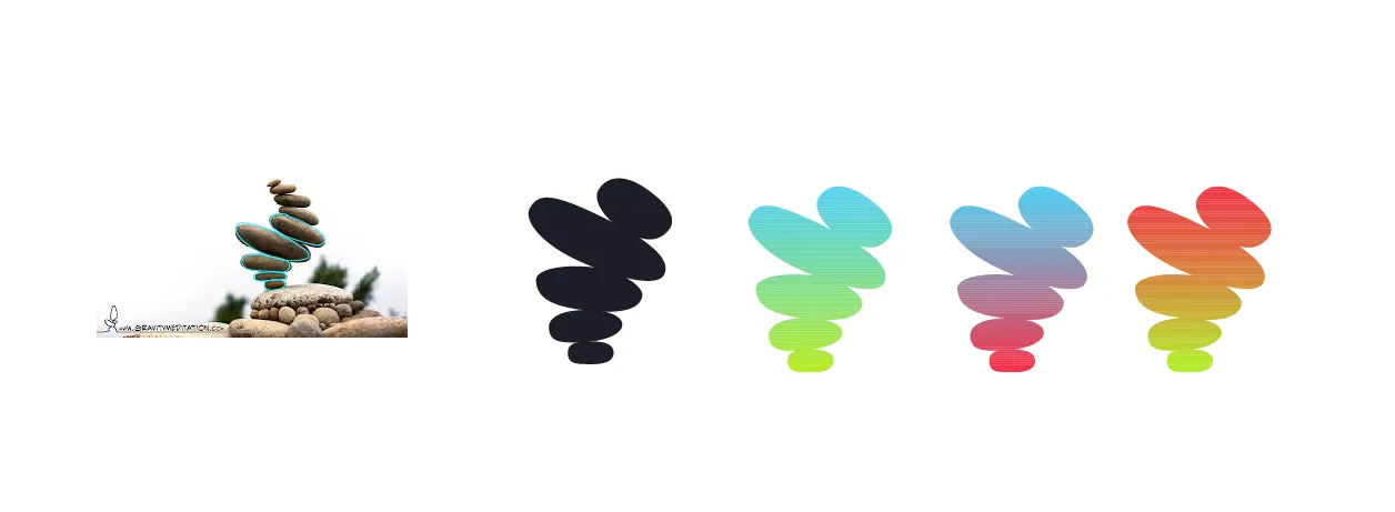 Balancing stones, from reference to logo